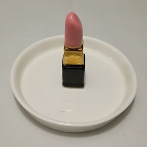 Lipstick Jewelry White Dish